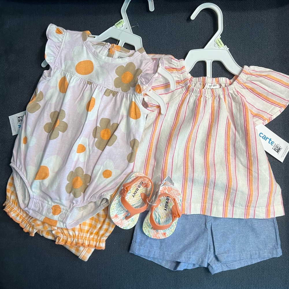 Infant Carters Outfits w/ Old Navy Flip Flops